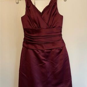 David's Bridal Red Pleated Sheath Midi Dress